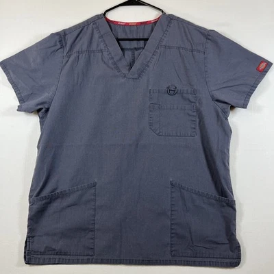 Dickies Mens Youtility Medical Scrub Top Gray Large 81906 - Image 1 of 4