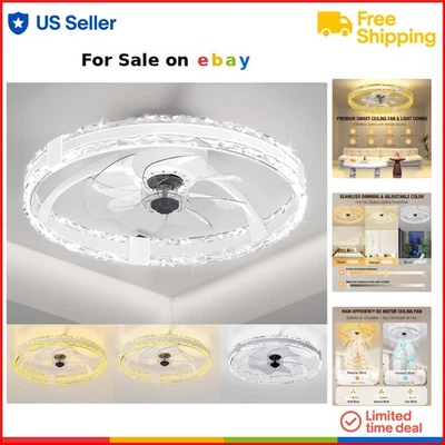 Ceiling Fan with Lights Remote Control 20'' Low Profile Modern Dimmable LED - Image 1 of 4