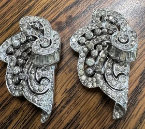 Jomaz Joseph Mazer Silver Tone Rhinestone Dress Shoe Clips - Picture 1 of 12