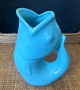 2006 Original Gurgeltopf Fisch Vase Krug Krug 9,5" Türkis Türkis Blau Meeresfrüchte - Bild 1 von 6