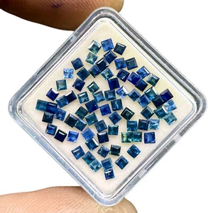 Lotto 30 pz pietre preziose sfuse zaffiro blu naturale 1,7 mm quadrato taglio Sri Lanka - Foto 1 di 18