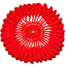 Large Handmade Red Yarn Crochet DOILY Doilie Ruffled 15” Round