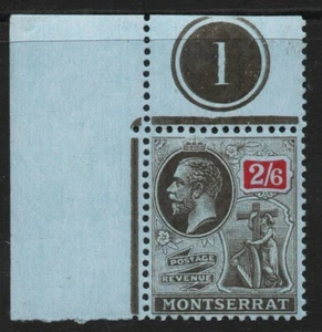 1916-22 Montserrat SG58 2/6 pence Black & Red/Blue Plate 1 LMM in Margin (1520) - Picture 1 of 1