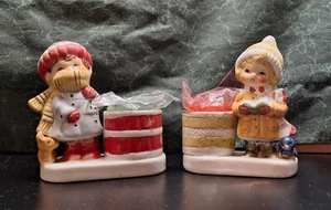 Vintage Little Luvkins Konvolut für Winterkinder handbemalte Porzellan Kerzenhalter - Bild 1 von 14