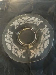 Rosa Tiffin US Glas Juno Ätzung #348 Franziskaner Sechseck elegante Glasplatte 7" - Bild 1 von 2