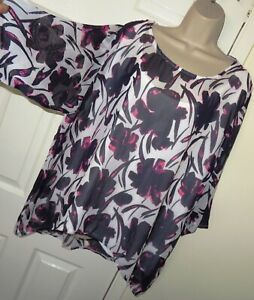 NEW Womens🦋GRACE🦋pink mix flowers pattern 2part set chiffon blouse size 26/28