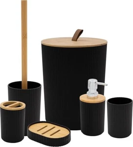 Juego de accesorios de baño 6 piezas cubo dispensador de jabón cepillo de dientes vaso cepillo de inodoro - Imagen 1 de 18