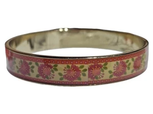 Vera Bradley Enamel Floral Hinged Silver Tone Bangle Bracelet NWOT - Picture 1 of 5