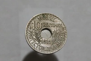 🧭 🇹🇳 TUNISIA 10 CENTIMES 1919 HIGH GRADE B52 #5529 - Picture 1 of 2