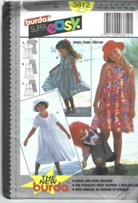 Burda Sewing Pattern 3812, Dress with Variations, Child 6 - 11, Uncut - Image 1 of 2