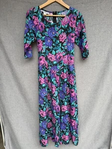 Rabbit Designs Sz 8 Vintage 80's 90's USA Jumpsuit Romper Floral Pink Purple - Picture 1 of 10