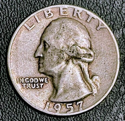1957-D Washington SILVER Quarter 25c Coin 1957 D Denver Collectible Old Coins Cover