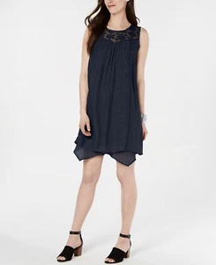 Style&co Women's Navy Sleeveless Jewel Neck Above the Knee Shift Dress Size S - Picture 1 of 2