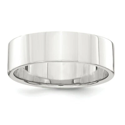 Sterling Silver Polished Lightweight Unisex 6mm Flat Wedding Band Size 4 to 13.5 - Image 1 of 3