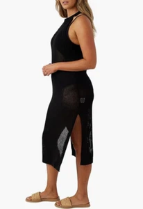 Abito midi O'Neil nuovo con etichette maglia aperta copricostume nero donna taglia XS $65 nuovo - Foto 1 di 6