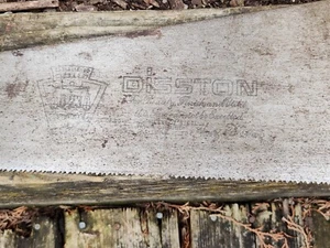 Sierra de mano Disston D-23 cromo aleación de níquel 8 puntos EE. UU. vintage 26" hoja grabado - Imagen 1 de 18