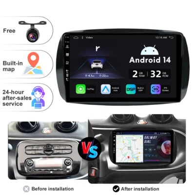 GPS Navigation Autoradio Für Mercedes Benz Smart 453 Fortwo 2014-2020 Android 14 - Bild 1 von 4