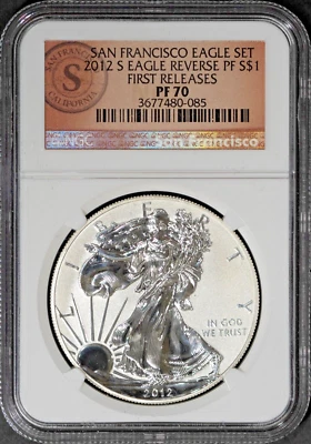 2012-S $1 Silver American Eagle Reverse Proof 70 NGC # 3677480-085 + Bonus - Image 1 of 2