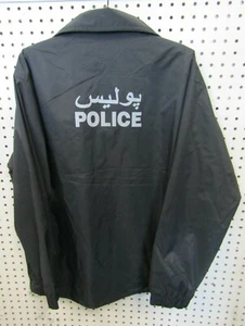 NWOT E3 Gear English/Arabic Police Black Windbreaker Jacket Medium  - Picture 1 of 4