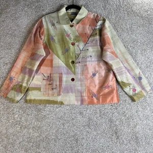 Vintage Parsley & Sage Jacket Blazer Art To Wear Size Large Colorful Silk - Picture 1 of 10