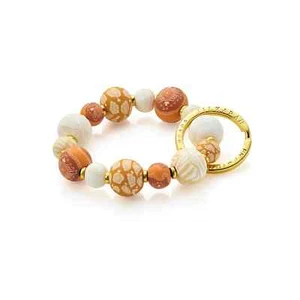 NEU JILZARAH Handarbeit Ton Perlen Sahara creme hellbraun 15 mm KLEIN Handgelenk Schlüsselanhänger - Bild 1 von 2
