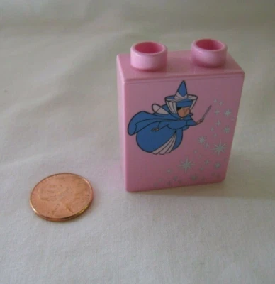 罕见乐高 Duplo 粉色灰姑娘仙女教母印花块特制件 — 第 1/3 张图片