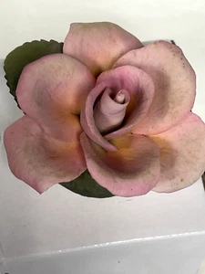 Vintage Napoleon Rose Capodimonte Figurine Italy Delicate Pink Detailed 3" - Picture 1 of 9