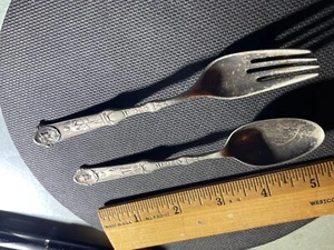 Sehr frühe Reed & Barton 2 antike Jugendfiguren Löffel und Gabel - Bild 1 von 6