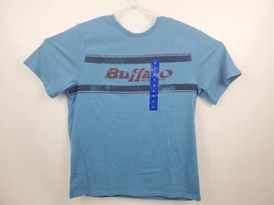 BUFFALO David Bitton Para Hombre Logotipo Gráfico Camiseta Azul Talla Grande Nueva con Etiquetas - Imagen 1 de 7