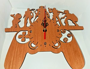 Gamers Laser Cut Clock, Xbox PS, Bedroom, Home, Gift, Quartz, Plywood, Gaming - Picture 1 of 2