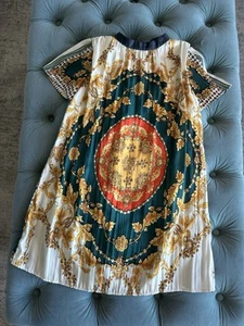 Zara Kids sachie Hankerchief Dress Girls sz 11 - 12 Green Gold Ivory Classic - Picture 1 of 5