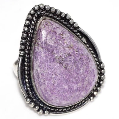 925 Silver Plated Purpurite Ring Handmade Gemstone Jewelry Size US 9 GW - Image 1 of 3