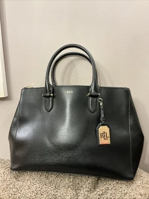 Ralph Lauren Large Black Leather Hand Bag  - Image 1 of 4