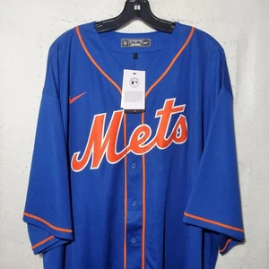 New York Mets Jersey Shirt Mens 5XL Tall Blue MLB Baseball Nike Button Front - Picture 1 of 13
