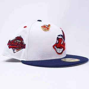 Blanco Cleveland Indian Guardian Chief Wahoo Banned 1997 59FIFTY New Era Equipado H - Imagen 1 de 6
