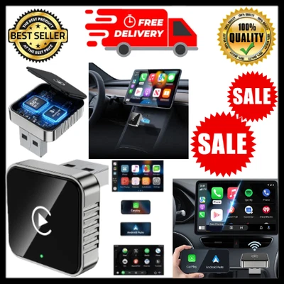 Wireless Carplay Android Auto Adapter USB Car Dongle Connect Box 2 in 1 Mini Box - Image 1 of 4
