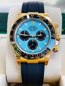 Rolex Daytona Oysterflex 116518 ln 18k Yellow Gold Custom Turquoise Dial Tiffany - Picture 1 of 13