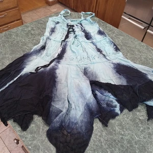 L.S.I. Flowy Festival Tie-Dye Sleeveless Dress with Ruffled Layers Boho Hippie - Picture 1 of 24