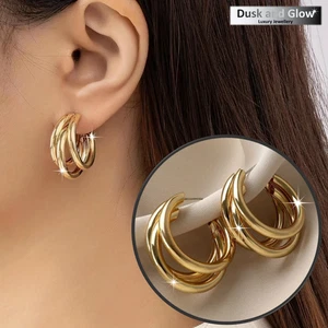 Gold Huggie Creolen Ohrstecker Damen Mode Damen Schmuck Geschenk Paar UK NEU - Bild 1 von 10