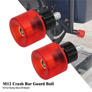 2x M12 Red Engine & Saddlebags Crash Bar Guard Balls For Harley Touring 14-2023 - Picture 1 of 17