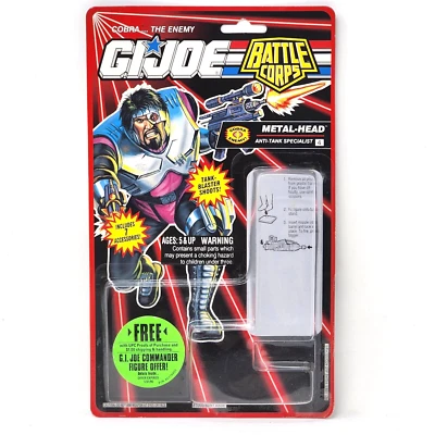 G.I. Joe Battle Corps Cabeza de Metal Adjunta Burbuja y Tarjeta de Archivo SIN CORTAR Trasero De Colección Foto 1 de 4
