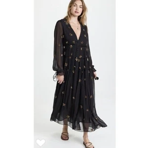 NWOT Rococo Sand Mystic Leopard Sequin Maxi Dress Black Gold XS - Picture 1 of 8