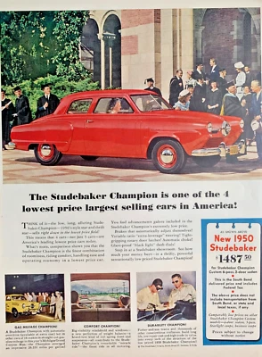 1950 Studebaker Champion Print Ad 13"x10" Graduation Ceremony - Image 1 of 3