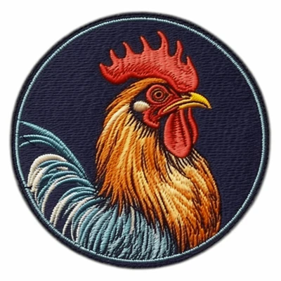 Rooster Patch Iron-on Applique, Farm Animal Badge Chicken Feather, Crafts - Image 1 of 4
