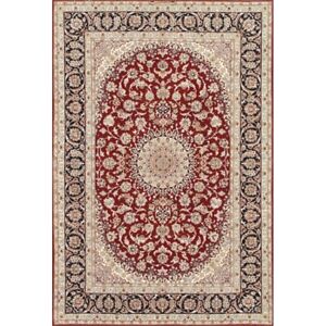 Pasargad Home Isfahan Hand-Knotted Silk & Wool Area Rug 5' 2" X 7' 8" Red