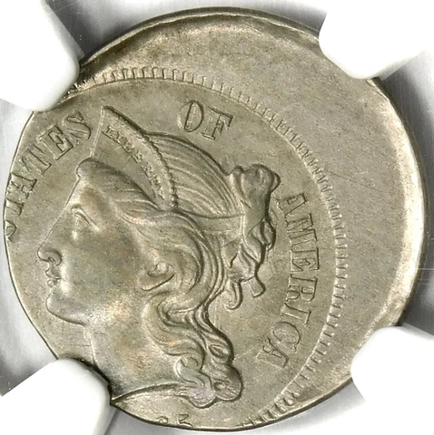 😵💫😍🤪😍😱🥰NGC MS62 1865 3 CENT NICKEL 25% OFF CENTER Cover