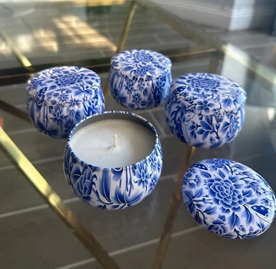Set of 4 Decorative Candles in Floral Tin - Image 1 of 2