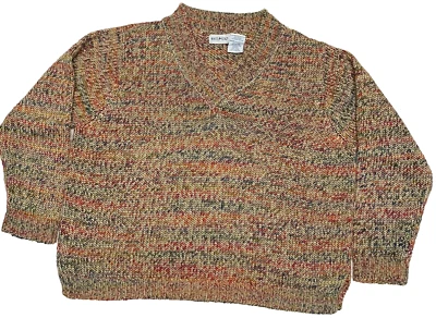 Vintage White Stag Stone Multicolor Acrylic V-Neck Pullover Sweater XL 16/18 - Image 1 of 3