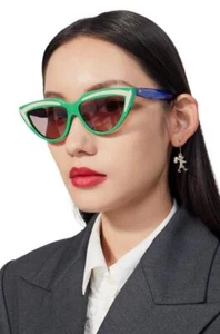 Karen Walker Lash Splash Sunglasses | Green/Purple CatEye, Bio-Acetate Frame - Picture 1 of 5