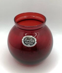 Royal Ruby Vintage Anchorglass Red Ruby Glass Vase with Label MCM - Picture 1 of 7